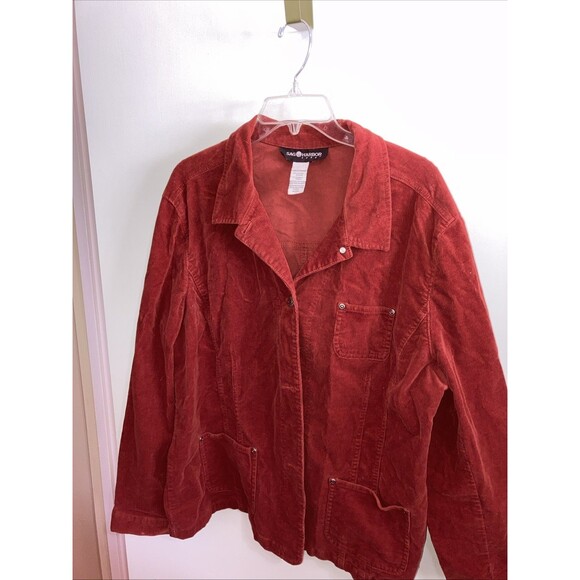 Sag Harbor Corduroy Rust Long Sleeve Button Up Jacket With Pockets XLarge - Picture 1 of 5